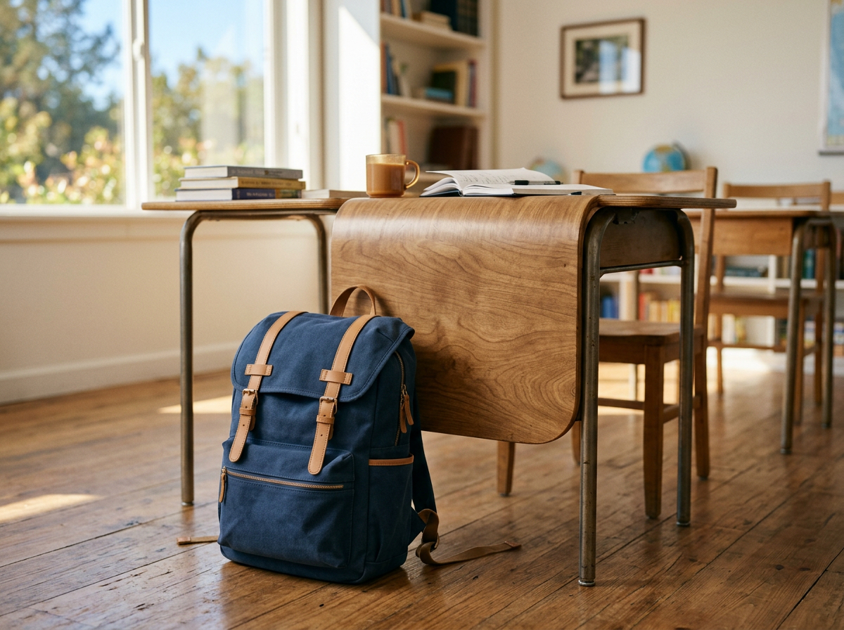 A backpack used for Spanish plural practice