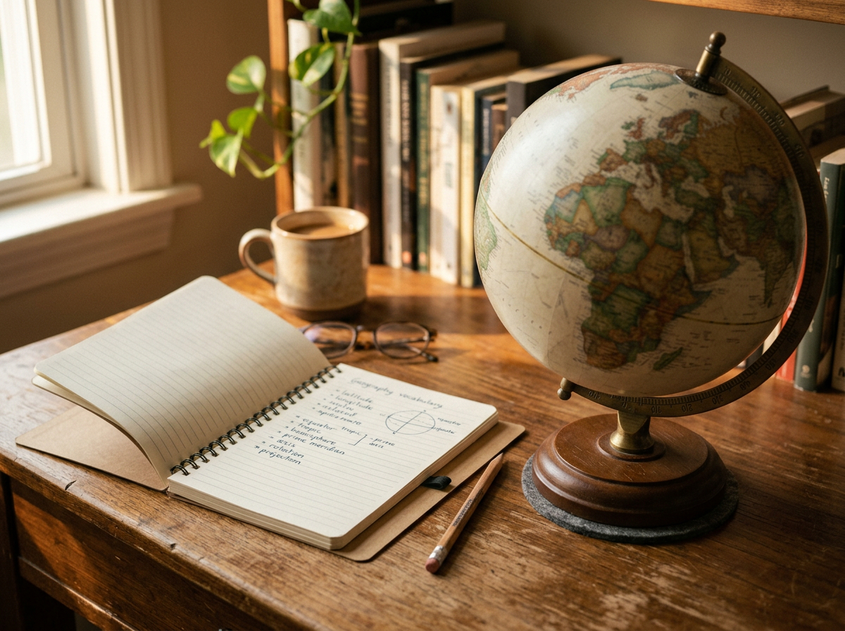 A globe for Spanish plural article practice