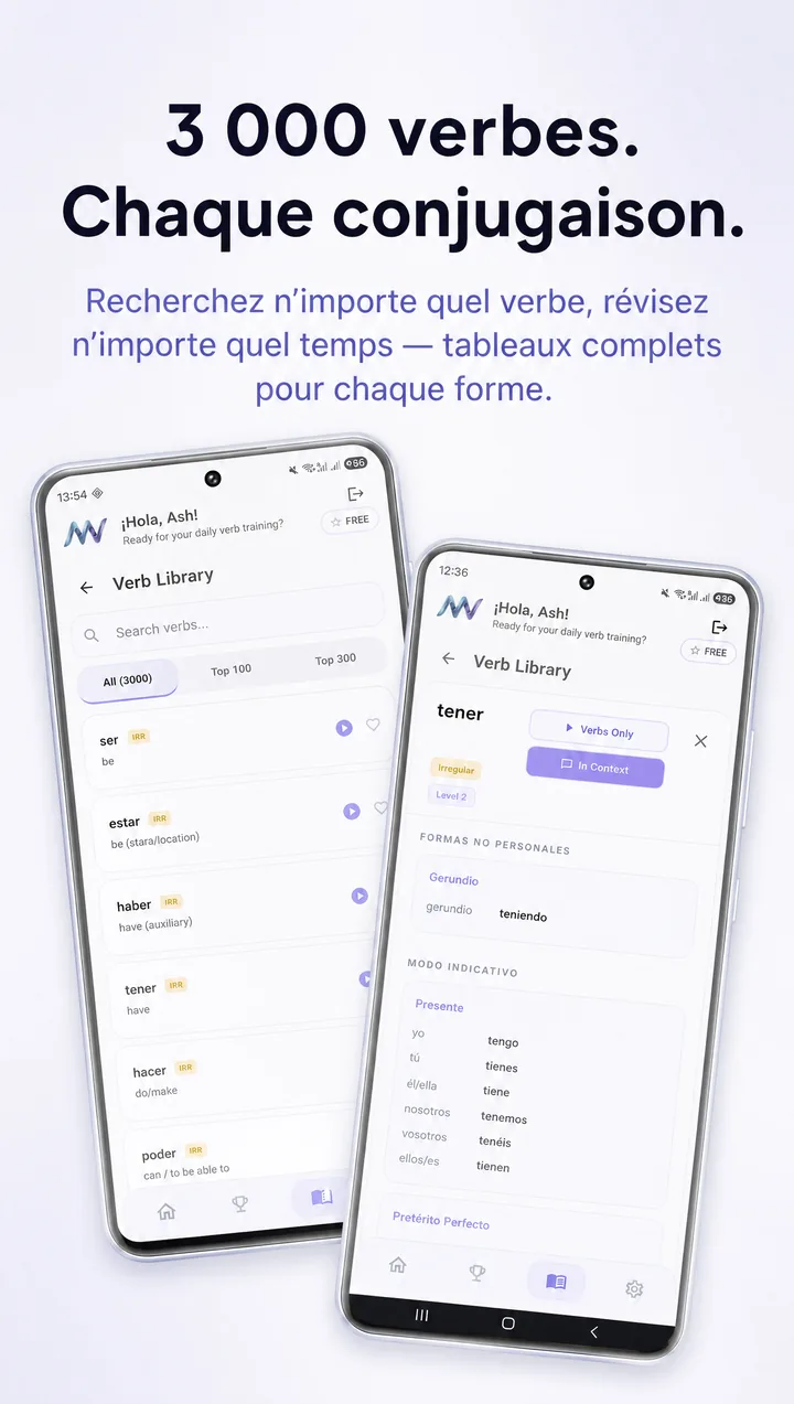 MuyVerbs — 3 000 verbes, chaque conjugaison, tableaux complets